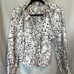 Anthropologie small pink and black peasant style  blouse